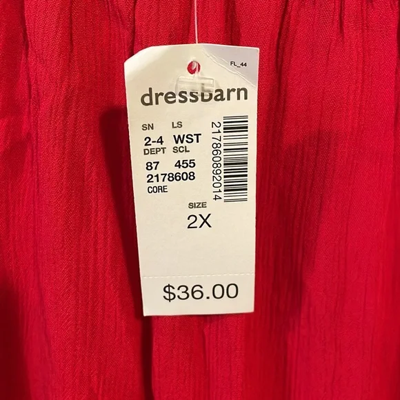 Dress barn tie front tassel sleeve blouse in red - Picture 7 of 8